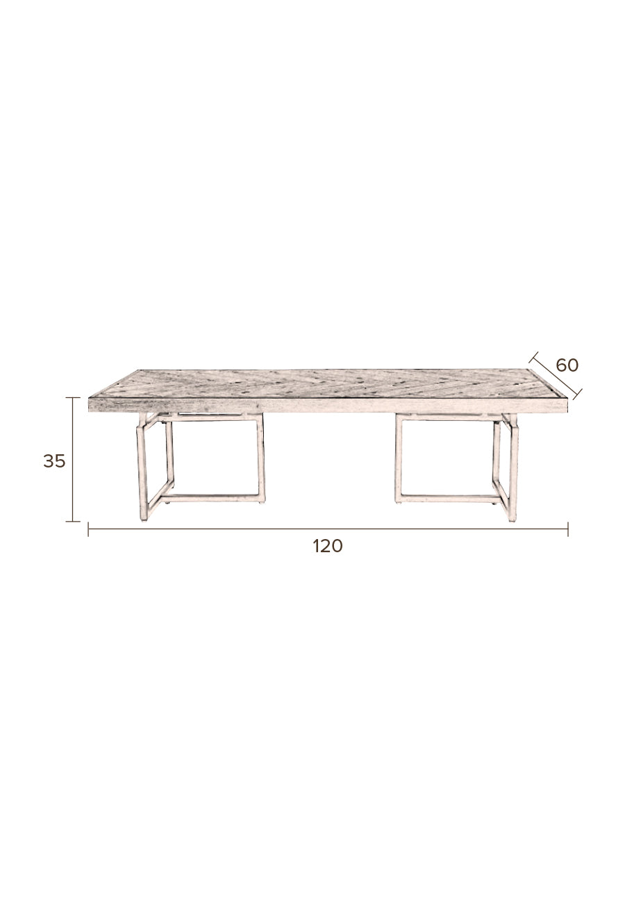 Dutchbone Class Herringbone Brown Wood Coffee Table